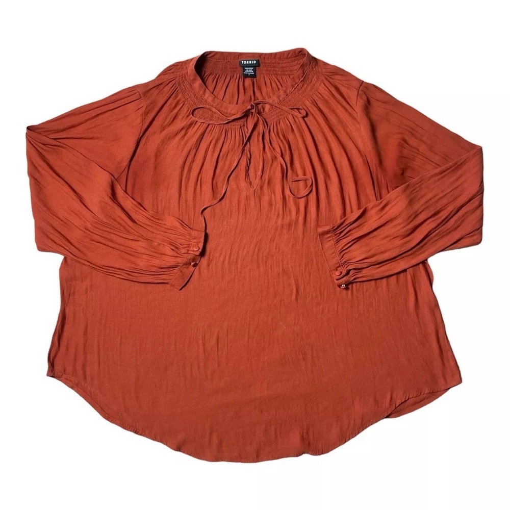 Torrid Top blouse Women 3 orange 3/4 Sleeve Blouse Lightweight Office Casual
